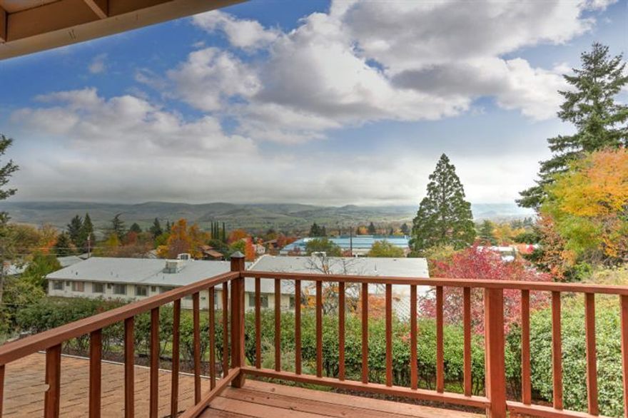 Contemporary with spectacular mountain and city views! This light-filled 2 bedroom home also has an office/den, spacious room sizes and lots of storage. The laundry/mud room connects the large double car garage to the kitchen. The kitchen opens to the dining room with views. The master bedroom suite is spacious with a walk-in closet and bathroom plus deck with views for your morning coffee or watching the alpen glow of sunsets. The outdoor living areas include a brick sitting area and decks adjoining the dining room and master bedroom. The garden features rhododendrons, large trees and other seasonal and year round color. Adjoining wall with 550 Maple Way, whose exterior was painted within the last year. The exterior was painted recently, new roof in 2007. This well constructed home is walkable to downtown. Home Warranty is included.