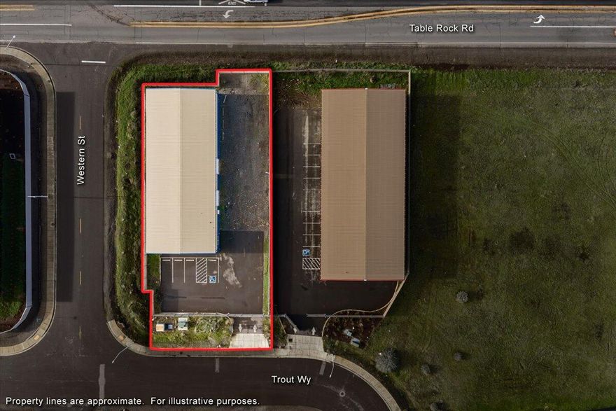 6,000sf engineered steel industrial building with fenced yard and paved parking. Boasting 2 roll up doors, gas service, 3 phase power, and is located busy corner Table Rock Rd and Trout Way directly across from Rogue Disposal transfer station and minutes from I-5, HWY 62 and HWY 140.