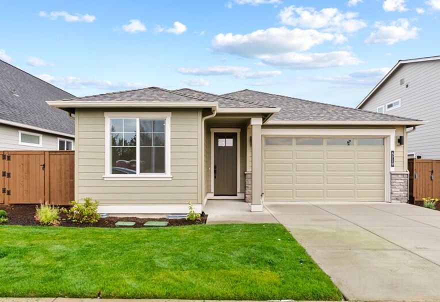 Homesite #5 - MOVE IN READY! - single level Wembley floorplan by Pahlisch Homes.   North Trailside,is a community of single-family homes nestled in Redmond's thriving southwest district.    Enjoy the large great room open kitchen layout leading to a large covered patio in the back also accessed from the primary suite.  The primary suite is thoughtfully placed separate from the other bedrooms and the primary bath includes a tile shower and WIC. The kitchen and all bathrooms offer solid Quartz counters and luxury laminate plank flooring throughout. As in all Pahlisch Homes, well-crafted finishes are used throughout.  Let the HOA care for your front yard and enjoy all the Redmond OR has to offer. Front and back yard landscaping, fencing and AC included plus much more.  Photos are of similar home, specs will vary.  Price increase due to upgrades chosen.  $20,000 buyer bonus toward financing costs when using builder preferred lender.