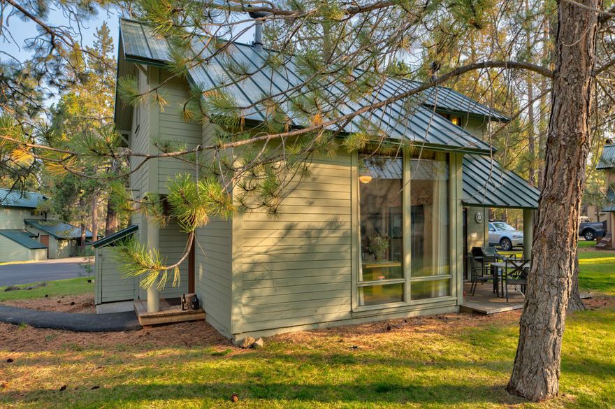 A great opportunity to own a Ranch Cabin Condominium in the middle of Sunriver just off of Circle 4.  This is a stand alone cabin with a true Sunriver feel and when you enter the cabin you know you are on vacation!  There are two bedrooms, a loft and a bathroom upstairs and a bathroom downstairs. The great room features carpeting, granite tile counters and a Yodel gas stove. The furnishings are included so the day you close escrow you can begin enjoying your time in Sunriver.  The sellers installed a new washer and dryer October 2020.  The Ranch Cabins offer their own swimming pool for their owners and guests enjoyment.  This cabin sits up on knoll with a view of the grassy common area, so it allows a nice feeling while you are out on the deck enjoying the day.  The SHARC assessment has been paid in full.