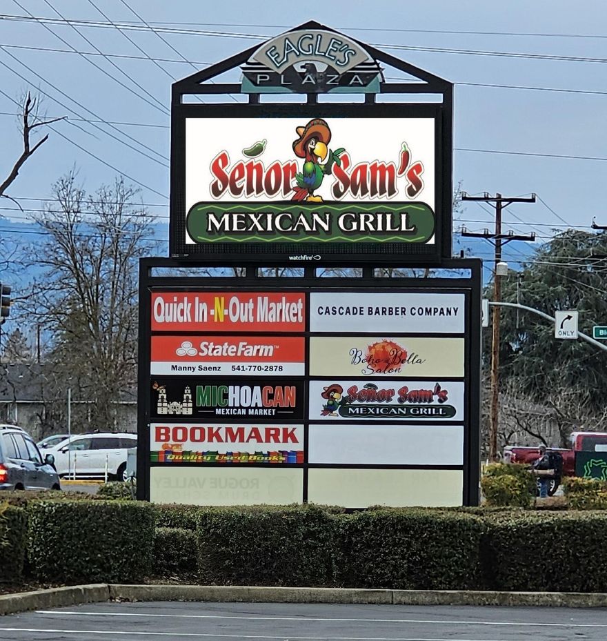 Eagles Plaza!  This is a 10,370 sq ft unit for lease NNN. Located next to Washington Federal bank on Stevens Rd  which runs between Biddle Road and McAndrews providing a high traffic count.  A well established strip mall in a high visibility location with easy access and great tenants including Senior Sam's Mexican restaurant, Fitness Center, Insurance office, Barber shop, Salon Services, Book Store, and convenience store.  Located across from the newly remodeled  Village at Medford Center.  Lease includes both monument & electronic reader board signage. CAM includes Landscape maintenance, trash & recycling service, 24 hour security and more.  Owner has made many improvements over the years including exterior paint, parking lot resurfaced, new roofing, secured dumpster area. Owner willing to negotiate interior modification to suit tenant requirements