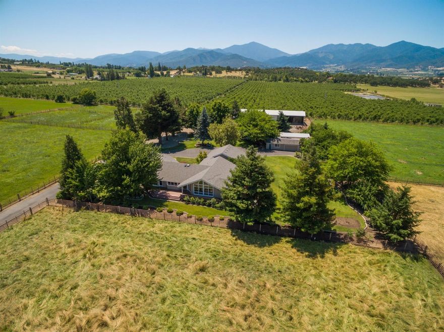 This prestigious 25.21+/- acre irrigated ranch is meticulously manicured from front to back, with all the infrastructure in place promoting easy grounds maintenance for livestock and hay production or vineyard management. The cornerstone 3 Bedroom 2.5 Bath 2830 square foot home has been profoundly remodeled with charming amenities, boasting an open floor plan and den that easily lends itself as a 4th bedroom. A detached office/embryo quarters has also been tastefully remodeled providing all the comforts of home. Exterior improvements include an enclosed RV parking garage, 3 additional garages, a large shop space, covered farm equipment area, respectable hay storage, foaling stalls, a tack room, a separate enclosed storage building, 2 carports, multiple full RV Hookups, two septic systems, a chicken coop and gardens all with underground water and power throughout. The agricultural grounds are conveniently paddocked with steel pipe fencing and auto filling water troughs.