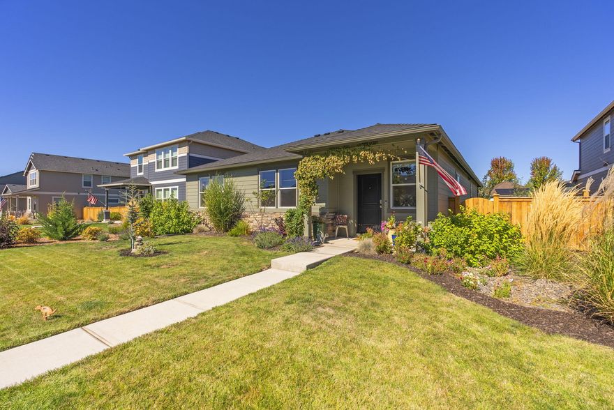 This is the most attractively priced home in Ironhorse! Step inside to find a soaring light filled open floor plan. Warm timeless engineered hardwood flooring throughout with no carpet in sight! At the heart of the home is your beautifully designed kitchen with modern finishes, abundant counter space and a spacious pantry. The primary suite boasts a truly expansive bathroom and walk-in closet. Outdoors, professionally designed landscaping is complemented by front, back and side sprinklers on a time system, ensuring ease of upkeep. Smart home features adding convenience at every turn this home offers a rare combination of elegance, efficiency, and exceptional value in one of Prineville's most desirable neighborhoods.