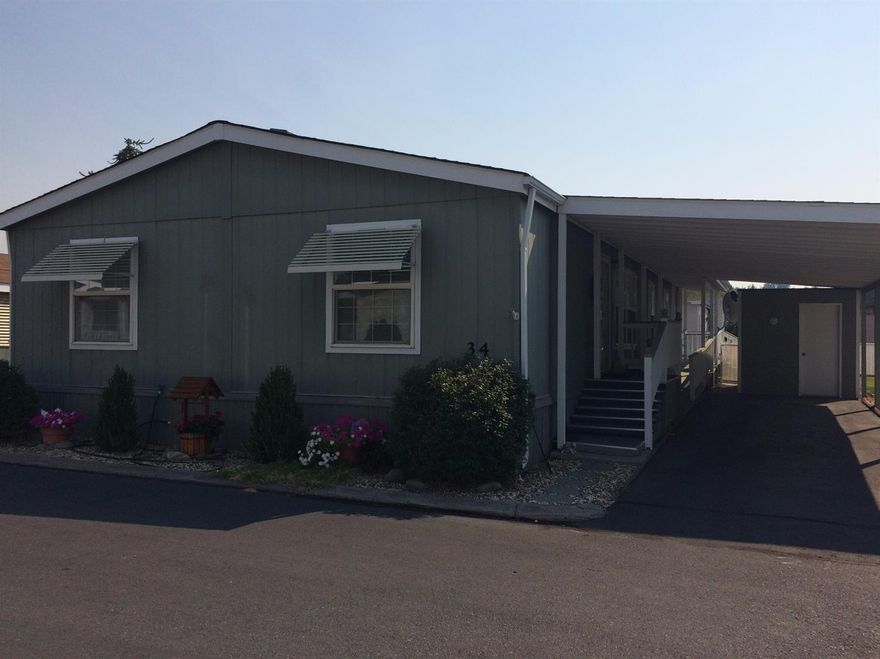 Alpine Meadows is a 55+ mobile home park. This home is an open floor plan, vaulted ceiling, comfortable 3 bedroom 2 bath. It is ramped to the back door and back porch from carport. Shed has power. Kitchen appliances and washer/dryer included in purchase. Dining room plus breakfast nook. Private porch off back of home. All buyers need to have park approval prior to purchase. Manager is in #1 which is first place on right and is open weekday mornings. Space rent is currently $353/mo but increases November 1, 2017 to $363/mo. and includes water, sewer, garbage, snow removal and use of clubhouse. Seller requests no Saturday showings.