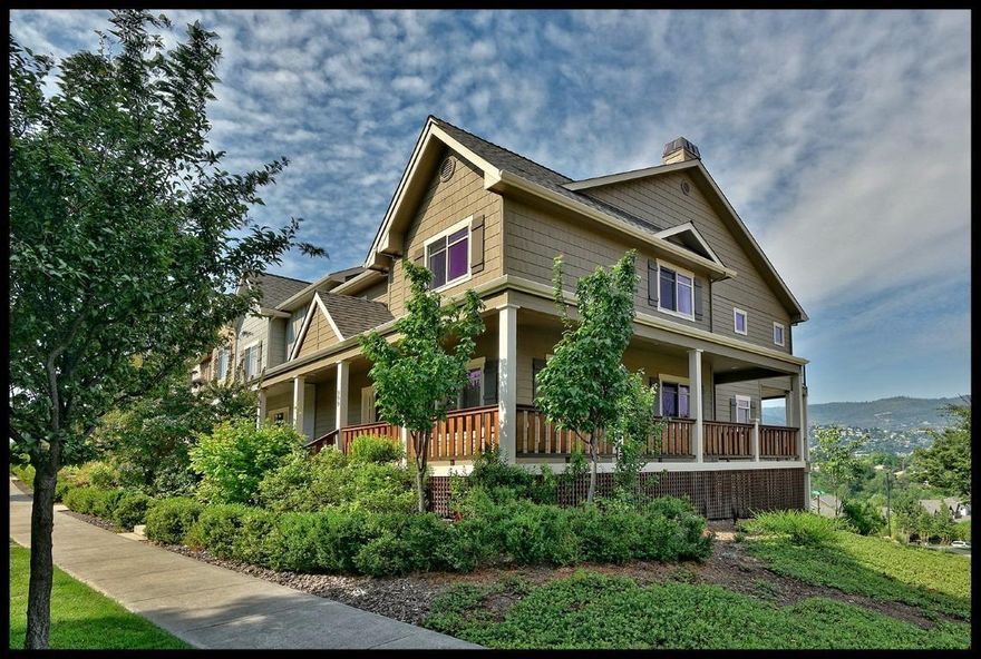 Stunning end unit townhome features elevator for sophisticated easy living. Rich materials, stylish earth toned palette & beautiful light make this home a great choice. Covered front porch wraps around 2 sides offering peaceful mountain vistas. The entry reveals honey oak flooring, captivating architecture & an open contemporary floor plan. Light-filled office with French doors & 1/2 bath off of main entry. The main living area boasts 2 living spaces with double sided gas FP & is open to the upscale kitchen. dining room & access to the spacious covered balcony with mountain views. Chef's kitchen features slab granite, stainless appliances & stone tile flooring. Upper level master suite features private view balcony, vaulted ceilings, Jack & Jill walk-ins & luxurious bath with soaking tub, stone tiled counters & shower. 2 additional good sized bedrooms, with walk-in or double closets. 2nd full bath with stone tile counters & flooring. 1069 SF garage, wkshop & basement area. A true gem.