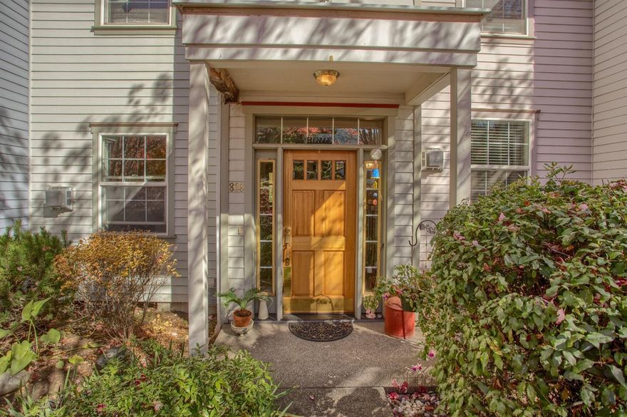 This Siskiyou Springs townhome is in a conveniently located development with inground pool and private detached 1-car garage. Quality features of the home include a covered front porch, tiled entryway, new carpet, and freestanding gas fireplace. The kitchen is equipped with granite countertops, large breakfast bar, and new appliances. Bedrooms are filled with natural light and well-appointed with multiple closets. A deep jetted tub, glass enclosed shower, tile countertops and dual sinks are found in the full bath on the upper level. Other amenities include built-in closet packages, as well a main level half bath with granite countertop. The grounds are professionally landscaped with two ponds, a mature weeping willow tree and an eclectic replica water wheel. The homeowner's association dues of $225 per month cover maintenance of common areas including the pool and parking area, garbage and recycling, as well as exterior maintenance of the buildings excluding windows and doors.