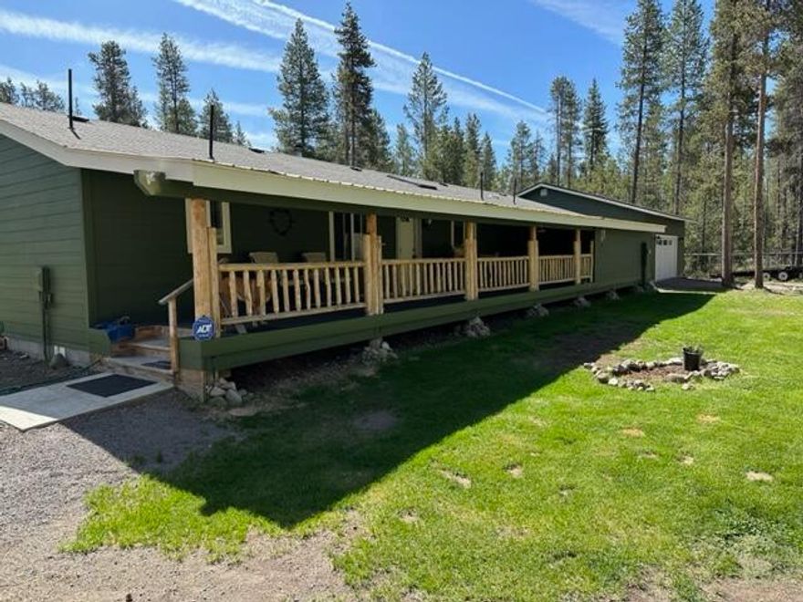 Looking for a peaceful & quiet place to call your own? Look no further! This 3 bedroom, 2 bath home is situated on a fully fenced & gated 1.03 acres. This home shows like new with a fully remodeled interior with 6 inch walls, new sheetrock, insulation, & reinforced subfloor. Modern open floor plan, split bedroom layout, double vanity in primary suite, cozy certified woodstove, 2 pantries with large storage room off the laundry room, newer plank flooring, carpet, appliances & interior/exterior paint.  Large covered front porch and back deck. In addition, this property includes a 900 sq ft heated garage, 8x9.5x40 storage container, firepit, extra large shed for wood & more. Located in a serene setting, this property is located within an easy drive to Crater Lake, Williamson River, Diamond Lake, Mt. Thielson & Bailey. Don't miss on this opportunity to make this beautiful property your own!