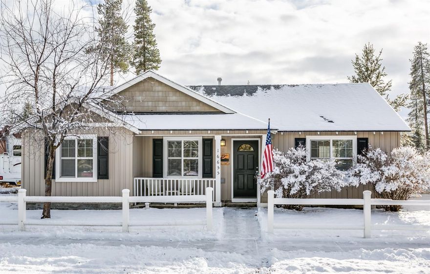 Lovely single level home in quiet area with paved streets, city sewer & water and within mile of downtown La Pine! Snug, cozy home with gas fireplace in vaulted Great Room. Kitchen has corner window sink with wood-look laminate flooring installed in 2013. Master Bedroom with a divided on-suite bath & walk-in closet. Electric furnace with A/C. Alley access to oversized 2 car garage. Lot also has additional storage space for RV/Boat or extra vehicles. Six ft. vinyl fenced back yard is perfect for kids, dogs or entertaining & has in-ground sprinkler system, cement patio & small fire pit and beautiful mature aspen trees. No HOA. Cute as a button!