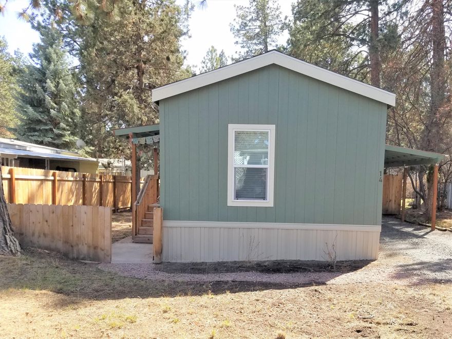 Location! Location! Location! Located on Bend's West Side, this Lightly Lived in 2019 Mobile Only, is 900 sq ft, has 2 bedrooms and 2 baths, home has crown molding, vinyl flooring and blinds throughout, living room has large windows, ceiling fan and tons of charm, kitchen has beautiful cabinets and countertops, breakfast bar, and large pantry, a dining room, master suite with walk in closet, large stall shower, and good separation from the other bedroom and guest bath, roomy laundry room to, and all appliances are included. Also, Carport, large stick built storage unit on it's own foundation, and fenced yard with patio, All in Walking Distance to Stores, Shops, Micro Breweries, the New OSU Campus, Eateries and all the West Side has to offer. Space Rent is $480.00 mo, includes water/sewer, trash, and removal of yard debris. Buyer must be approved to West Side Pines Co Op, Owner Occupied Only. Cash only sale. Did I mention Location!