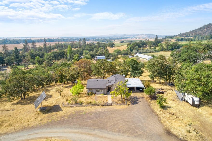 20.44 Acre fenced property with 7.5 Irrigated acres from RRVID and EFU zoned.  There is a house, living area attached to the horse barn and a cabin on the creek for the full country feel! 

The Main house is a 1746 SQFT 2 bed 2 bath updated home with a nice living area, butcher block countertops, stainless steel appliances, recessed lighting, 2 decks, and solar power with backup generator to keep the lights on!

The metal horse barn has 4 stalls, lots of storage space and ADU/living quarters complete 2 bedrooms, kitchenette and bathroom.

The private cabin is a studio that runs on a generator/propane, has a shower, kitchenette, and features a deck overlooking the creek. 

There are green houses and full watering system to grow all your favorite vegetables and or cash crops, This is a great opportunity to buy a unique property 15 minutes from town!
