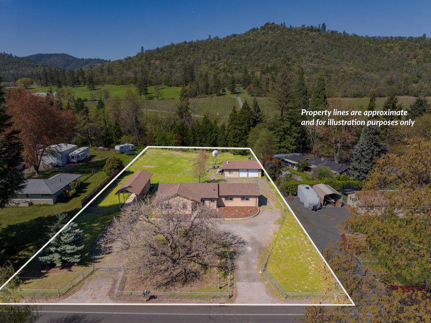 Completely rebuilt in 2022, this single-level 4 bed, 2 bath home offers 1,912 sq ft of modern comfort in a prime SW Medford location. The split-wing layout places two bedrooms & a full bath on one side, with two more bedrooms & a second bath beyond a spacious laundry/mudroom—ideal for privacy, multi-gen living, or guests. The open-concept design features a stylish kitchen w/generous counter space, new appliances, a cozy fireplace, & flexible rooms for work or hobbies. Set on a full, irrigated acre with a complete irrigation system, the property includes a detached shop with finished workspace, an RV carport, extra storage, & a basement utility area. Backing to vineyards and framed by mountain views, the setting provides both beauty and privacy—perfect for gardening, keeping animals, or simply enjoying country living. A rare blend of modern updates, functional space, & open land in the sought-after Griffin Creek area - just minutes from town! BACK ON MARKET AT NO FAULT OF PROPERTY!