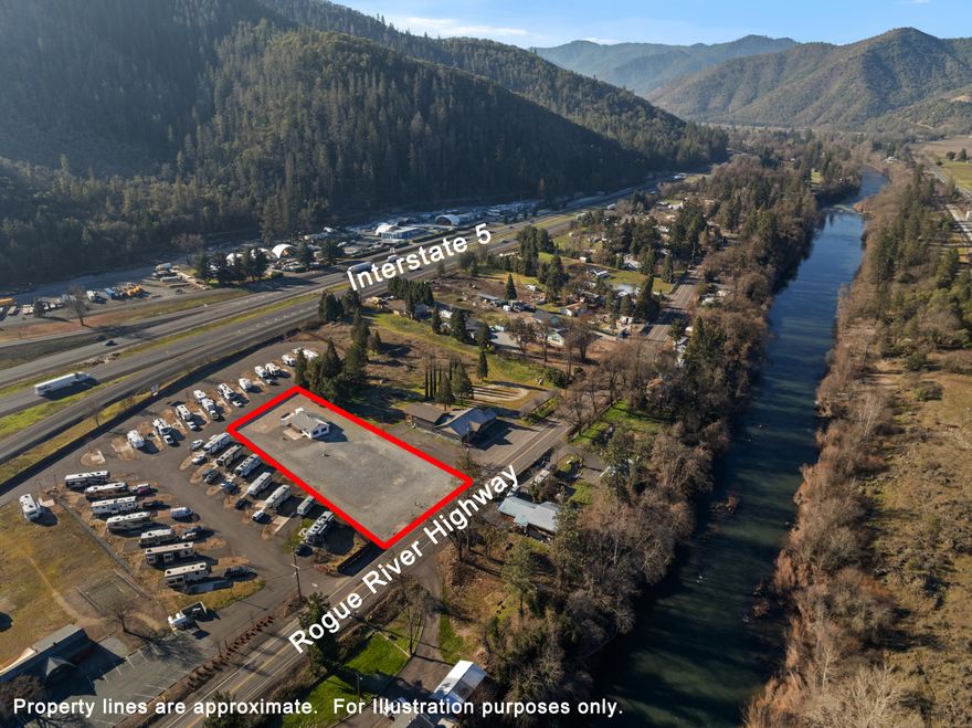 This is a GREAT and RARE opportunity for a business to own & operate with easy/fast access to I-5. Conveniently located in Gold Hill (between Medford & Grants Pass). Additionally there is a clean and ready home/office. The .93 acre is partially fenced & has been set up to maximize parking w/graveled parking areas, creating low property maintenance w/turn around space for large vehicles & to easily park trailers/store materials. Home/Office has 2bdrms or offices, 1ba & bonus rm/laundry rm. Well & septic. New gas heater. No garage but a 20'x8' shipping container w/roll up door for extra storage is included. Zoned Interchange Commercial (IC) to run a business such as vehicle/equipment service station or food or drinking establishment, food/bev drive-thru, food/sundries convenience sales, barber/beauty shop, or gift/antique/specialty shop. Of course, Buyer to do their own due diligence to verify uses/details on IC Zoning and if/how to change the zoning, if desired. Don't wait, call today!