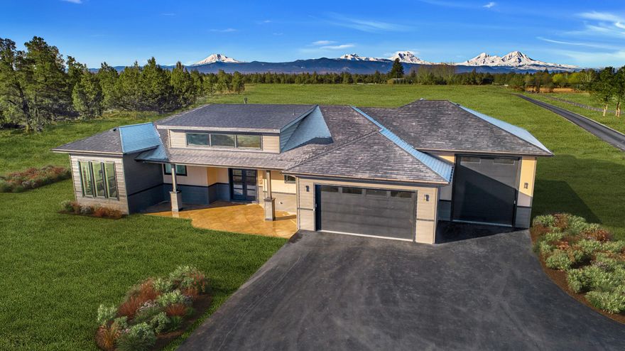 Stunning new construction in Tumalo with panoramic Cascade Mountain Views! Very private location located close to The Bite and all that Bend has to offer. Elegant chef's kitchen with a huge island, butler's pantry, an impressive appliance package including two dishwashers, a commercial 8 burner Wi-Fi double oven range and matching fridge. Home has three en-suite bedrooms, great room with soaring floor to ceiling windows, bonus room, formal dining and terrific bedroom separation. Oversized primary bedroom with massive ceilings, huge windows with impressive cascade views, radiant floor heat, walk-in shower with multiple heads, oversized soaking tub and spacious closet with custom closet system.  Property includes an extra deep RV garage, full RV hookups including sewer dump, 2.28 acres of irrigation rights and a fully paved driveway/road from Hunnell. This home is truly one of a kind!