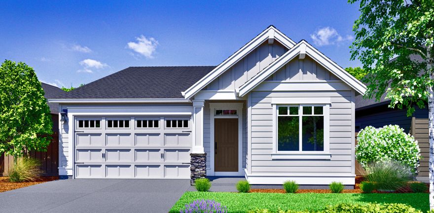 $5,000 preferred lender incentive for closing costs and/or buydown! By award-winning builder, Pahlisch Homes, known for style, smart-home features, and quality finishes. This beautiful new, single-level home has southern exposure with a comfortable open-concept design. The vaulted greatroom has a cozy gas fireplace and extra tall sliding doors providing natural sunlight and access to the spacious covered patio that's also accessible from the primary suite. Separated front bedroom has ensuite access to full bath. Features wood composite plank flooring from entry thru greatroom, full-height backsplash, tile shower in primary suite, rear yard landscaping, and an A/C! Amazing community amenities include parks, swimming pool, picnic pavilion, children's playground, ½ sports court, and the community pathway along the protected wetland reserve with gate for accessing Prineville's Barnes Butte public walking trails. Example photos, specs vary.  Model home is open Fri-Mon, 12-5:00pm, or appt.