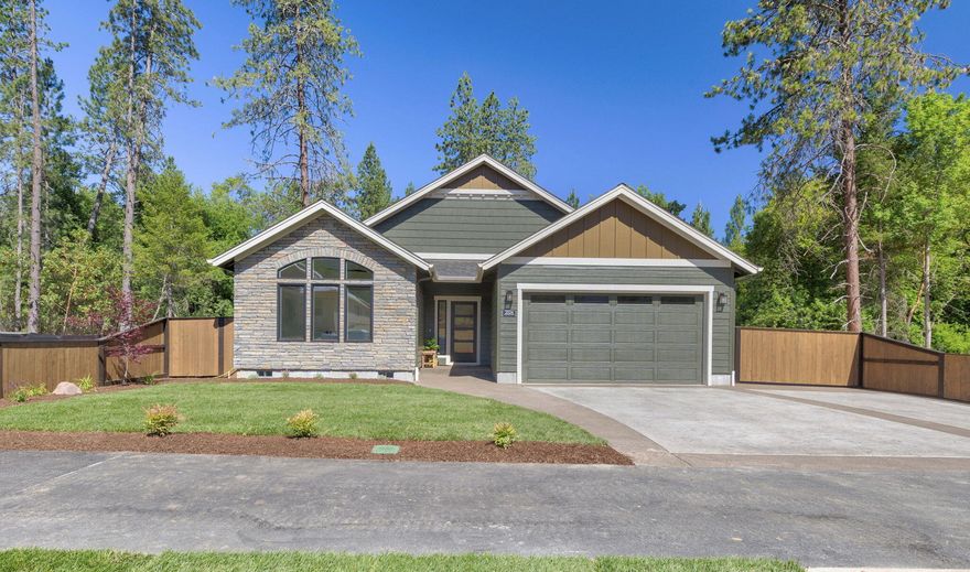 BRAND NEW HOME on Fruitdale Creek in beautiful Silverbrook features 9 foot ceilings plus a vaulted ceiling in the front bedroom/office, laminate wood floors, custom maple kitchen cabinets & quartz counters throughout. The luxury kitchen with pantry will include stainless steel appliances & a skylight that brightens the room. In the great room is a corner gas fireplace & huge windows showcasing the babbling creek & forest views. The primary bedroom & bath has large walk-in & linen closets. 13' wide paved side yard for another vehicle or boat. Upgraded, tankless water heater. Spectrum High Speed Broadband internet available. Enjoy outdoor living on a broad covered deck with wrought iron railing & deeded access to Silverbrook Forest Reserve. Country serenity with rural feel, yet city services & just a few minutes to town. Or take the Fruitdale trail down to the majestic Rogue River. Silverbrook is a designed community, nestled in a beautiful creek valley. CALL FOR A LOOK INSIDE TODAY!