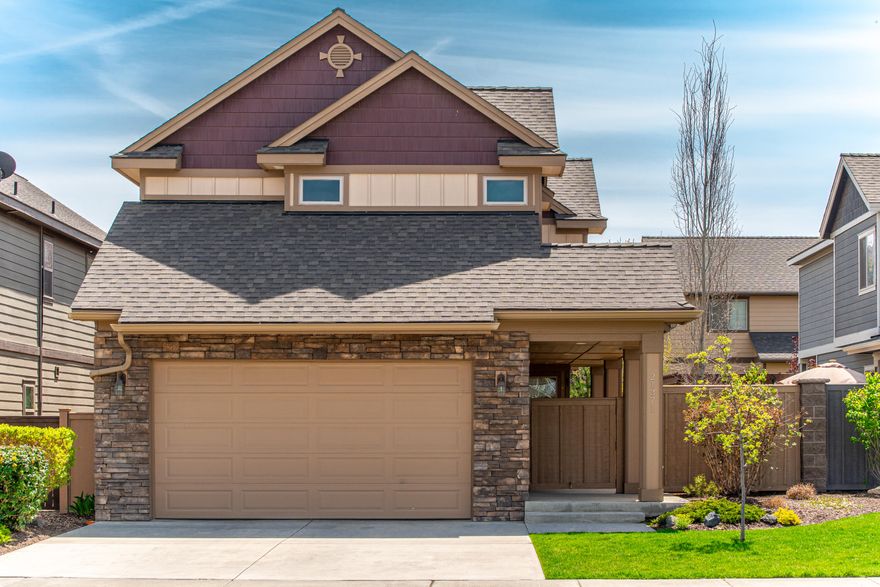 This wonderful home was the original model home in Mirada. It has been meticulously lived in and very well cared for. The great room boasts 20' high ceilings with a beautiful fireplace that opens to the kitchen and eating area. The master suite features a spacious walk-in closet, huge soaking tub and a luxurious tiled shower. The security gate front entrance leads into a beautiful courtyard that transitions into a delightful backyard area that offers nice privacy with the mature aspens and solid panel fencing. Additionally this home features central air, upgraded finishes and window treatments throughout. The HOA includes front yard landscaping, community pool, playground and a 4-acre park. This pocket of NE Bend is gearing up for exponential growth and the attraction to this area has only just begun. Don't wait to be a part of it!