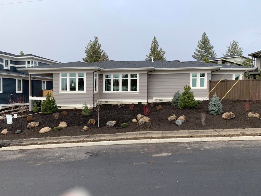 Almost Done: Status: 98% complete Move in Date est: Jan 15 2022. Built by Skylight Homebuilders: Award winning homes, 2018 and 2019 Tour of Homes, best of show, best interior, best kitchen, best value. Great location near miles of walking/biking paths at Shevlin Park & close proximity of Northwest Crossing. Located at Shevlin Bluffs, in NW Bend.  
Single level 2576 sq ft home w/open floor plan, 3 bedrooms plus office, 2.5 bathrooms, with mountain views on a cul-de-sac. Three Car Garage.11,062 square foot lot. Level driveway. Slab quartz counters, 10 foot ceilings. 8 foot high interior doors.  Access is to rear of lot has a private driveway (like an alley) to a 3 car garage.  Fenced, and fully landscaped. Power Lines are not active, no power through them.  The family room and dining room and Kitchen have great mountain views.