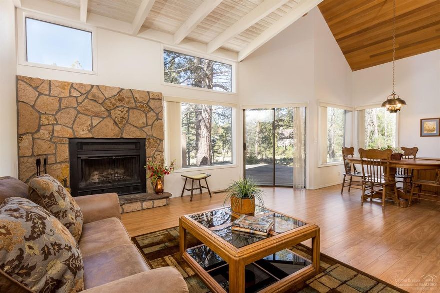 First time on the market in 30 years! This home has been enjoyed by these long-time residents of Sunriver who are ready to pass it on to the next family! Located on a quiet cul-de-sac just a short distance to the Deschutes River. Vaulted great room floor plan with clear cedar ceiling accents and wood burning fireplace for those cool Central Oregon evenings. Large wrap around deck area, overlooking a large common area, perfect for entertaining and relaxing. Master bedroom on the main level with a second bedroom and bathroom upstairs. A bonus 12 ft x 14 ft loft area that is not included in the square footage. Nice sized covered storage area for your lawn furniture, wood, bikes and more. Furnished and ready for your Sunriver experience!