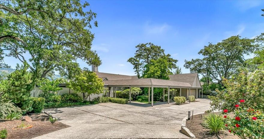 Welcome to this exceptional custom-built contemporary home, ideally located on the 15th fairway of the prestigious Rogue Valley Country Club. This 4,344 sq ft residence offers timeless mid-century design blended w/ modern comfort, all set on a beautifully landscaped 0.55-acre lot w/ golf cart access. Step into the breathtaking great room featuring soaring vaulted ceilings, rich hardwood floors, a cozy gas fireplace, & warm clear cedar accents—paired  w/ expansive windows that capture serene golf course & mountain views. The flexible floor plan includes 3 spacious bedrooms, 4 full bathrooms, & a versatile flex room that can easily function as a 4th bedroom, office, or den. The home also features a formal living room, abundant built-ins, & extensive storage throughout. A large covered patio provides the perfect setting for outdoor relaxation or entertaining. With solid architectural bones, incredible location & tons of potential, this one-of-a-kind home is ready for your personal touch.