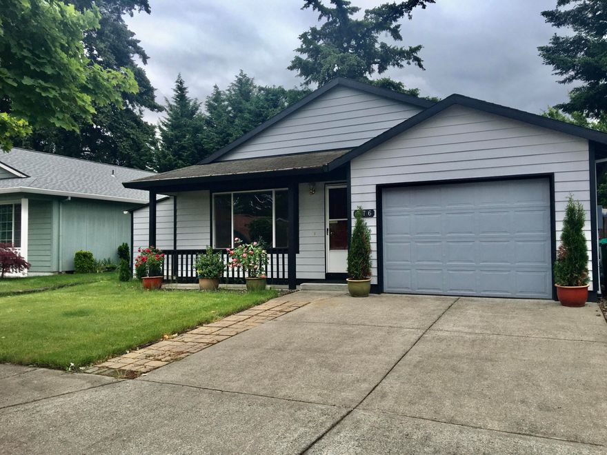 Open Floor plan with vaulted ceilings, this well maintained 3 bedroom and 2 bath home is located on a cul-de-sac. With natural gas forced air heating and hot water heater.
Master bath offers upgraded hardware along with duel flushing toilet. Tile in both bathroom floors is added for easy maintenance. 10x10 potting shed and an additional storage building can be found in the fenced back yard. The decking is an extension pf outdoor living space that offers a place for have family gatherings and summer BBQ's. 
The front yard is nicely landscaped and covered front porch.
One car garage with automatic door opener. along with another parking space in front of the garage give you space for your parking needs