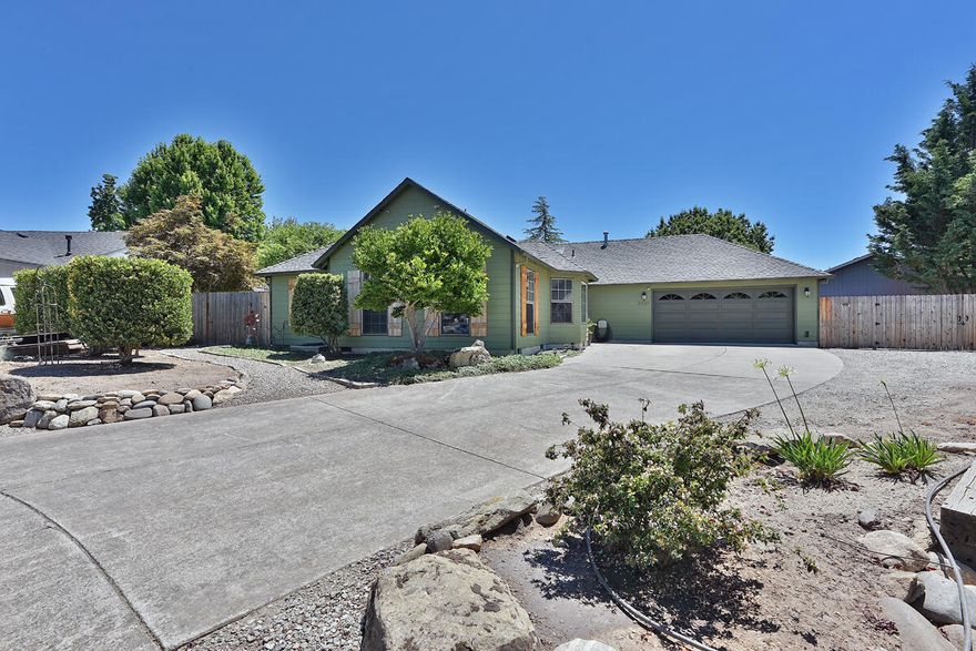 This home has excellent curb appeal & is situated in a quiet cul-de-sac! Large RV parking area gives you space for all your toys! Garage is oversized which is great for storing anything you want kept out of the elements. At the front of the house you have a spacious kitchen w/granite counters & additional pantry storage cabinetry is open to the living room & dining area, which is great for entertaining. Separate family room plus an area that would work great for an office. Primary bedroom is spacious & features an on-suite bathroom. 2 additional guest bedrooms are also a good size. Guest bath and entry way have skylights to allow natural light in. Laundry room has a sink and cabinets for storage. The backyard the perfect place to enjoy a BBQ with friends & family. There are also 3 storage sheds in the backyard. The fence & HVAC system have been replaced within the last 5 years. The roof was also replaced a few years ago. This is a lovely home that is waiting to welcome new owners.