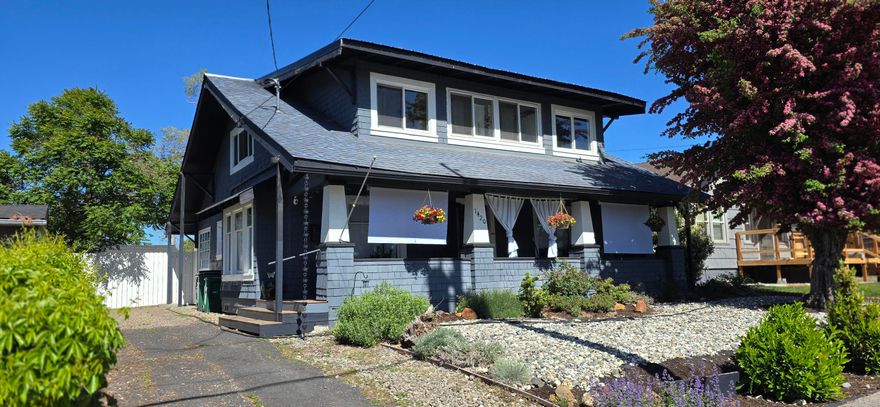 This Beauty is BACK ON MARKET through no fault of its own! This updated Craftsman has so much original charm! Home features a downstairs bedroom and bath, 2 large upstairs bedrooms, with a bonus space and 2nd full bath. The kitchen and bathrooms have been tastefully updated, leaving vintage aspects, like the upstairs bathroom's claw foot tub! The ceiling beams, built-ins, benches, stairway, railing, and buffet are beautifully stained dark wood. The welcoming front porch provides an additional outdoor living space. There is ample closet space, a feature not often found in this era of home. The back and front yards are a low maintenance rock-scape, with thoughtfully placed plantings. This move in ready home offers a quaint modernized space in close proximity to OIT, Skylakes hospital, downtown, dining and shopping.