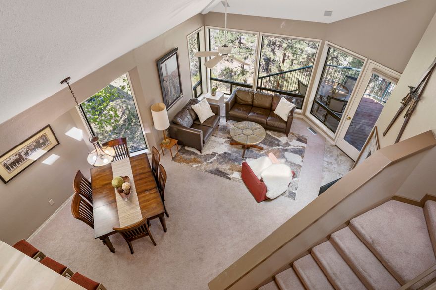 Welcome to Bend's finest destination resort - Mt Bachelor Village - located on the desirable west side along the Deschutes River and the River Trail. Own this turn-key, fully furnished, upper level, 3- bedroom condominium with garage. Live here, vacation here and/or rent it out - nightly rentals are permitted. All bedrooms are private en-suites. One en-suite bedroom has a mini-fridge, its own access and can be locked off - allowing a separate rental. Relax in your own private hot tub. Natural light floods in from large windows and skylights. Forested view includes frequent wildlife and Pilot Butte. All just a short walk or bike ride to the Bend Athletic Center and the Old Mill. Drive 6 minutes to Widgi Creek Golf & Pickleball, 20 minutes to Mt Bachelor Ski Area and the Cascade Lakes. HOA amenities include heated pool & outdoor grills, 2 hot tubs, Fireside Room, playground and river trail access.