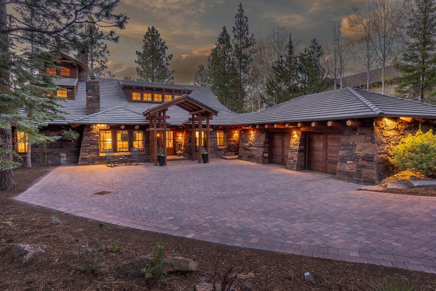 A hidden gem, overlooking the 15th fairway of the Broken Top golf course, this gorgeous home brings together northwest lodge & mountain modern design. As you enter the open concept great room, the Broken Top stone fireplace is the focal point of this elegant mountain home. Plank wood flooring surrounds the dining area & is paired w/ a stunning quarzite island that can seat 6 guests. Accompanying the main kitchen is a secondary prep kitchen/butlers pantry w/ addtl fridge & d/w. Main level primary suite offers a peaceful retreat w/ balcony, walk-in closet & en-suite. Additionally, the main floor has a cozy office/guest room that inc. another wood burning fireplace. Lower level features a secondary primary suite, a third full en-suite bedroom, family room/home theater, & a Finnleo sauna. The interior of this incredible home is topped off by a loft & hidden alcove, providing the perfect space for guests. Wonderful outdoor living areas & location on ultra-private cul-de-sac w/in Broken Top.