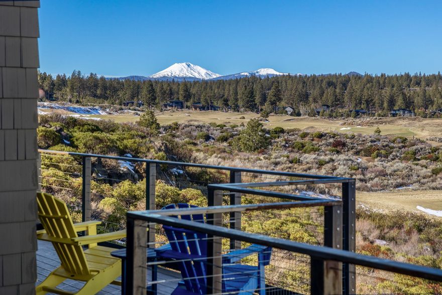 Majestic Cascade Mountains & Tetherow golf course views from this home will take your breath away. The rustic elegance of the interiors welcome you as enter the front courtyard & into the great room overlooking the spectacular views. Floor to ceiling masonry surrounds the 3 fireplaces, adding to the mountain ambiance. Designed to match the craftsmanship found in the Tetherow Lodge; artfully combining a rustic lodge aesthetic w/contemporary finishes. Mtn View kitchen features a massive island, Viking ovens, coffee bar, pantry & wet-bar. Main level primary suite enjoys a masonry fireplace, mountain views & luxurious bath, w/steam shower & walk-in closet. Main level inc. a charming den, while the lower level, designed for family & guests, features its own great room w/fireplace, patio overlooking the views & 2-King Suites, each w/full bath & patio access also a bunk room for overflow guests. Another full bath serves family room & bunk room. Easy access to Lodge Pools Fitness & Restaurant