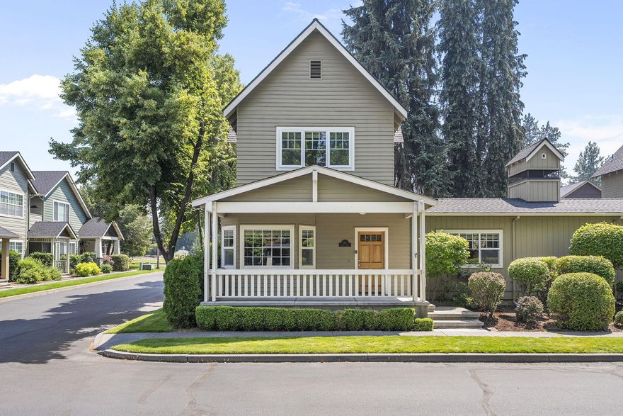 This zero lot line single family craftsman-style home is on a corner lot in the idyllic neighborhood of Village Wiestoria in close-in midtown Bend, perfectly situated between the hospital and downtown.  Recently upgraded with newer engineered hardwood floors, new gas furnace & a/c (2023), new water heater (2025), this high quality home delivers a generously sized primary suite on the main level with spacious walk in closet.  The private, fenced back yard allows for outdoor enjoyment and the front yard landscaping is maintained by the HOA.  Wonderful storage is built-in in the garage.  Village Wiestoria has a community-owned clubhouse for events (see photos) in addition to a guest apartment suite above the clubhouse for guests of the homeowners to reserve and use for a nominal fee.  This is an amazing opportunity to be in a quaint and quiet neighborhood with all the conveniences of midtown Bend.