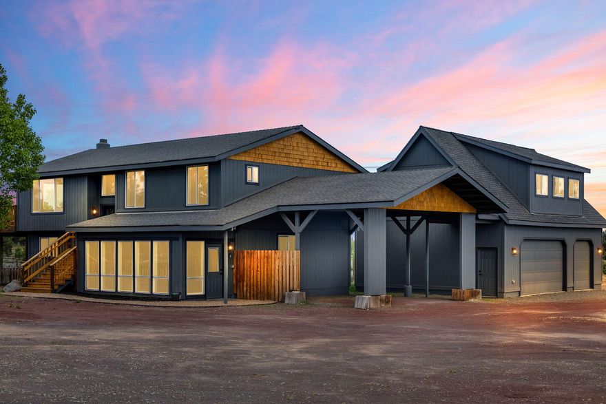 Booming & unobstructed Cascade Mountain Views from Jefferson to Brokentop from inside home, off large upper terrace & from almost the entire 9+ acres. High quality remodel that touched most everything: fixtures, hardware, solid wood doors; flooring; countertops, paint, casework & tiled showers, heated bathroom floors. Home has two separate living areas with a primary suite, large bonus/living room, sunroom downstairs & open main living area upstairs with second full en-suite, two additional bedrooms & a bathroom; New HVAC units. Large 3 car detached garage with additional unfinished square footage on second level with potential for a variety of finish/living options. 1368sf barn with 4 stalls, turnouts, electric & water. Property is fenced & cross fenced with corrals, loafing shed/hay storage shed, multiple gates & frost free water hookups. Fantastic location between Bend & Sisters & in the desirable Sisters school district. Jericho Road offers access to 1000's of miles of public land