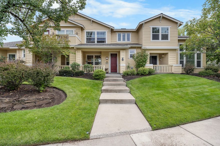 Experience the ultimate lifestyle in this townhome, perfectly positioned above the vibrant Old Mill District. From your doorstep, walk to the Deschutes River trail, browse shops, dine out, or catch a movie—all just minutes away. Featuring 2 primary bedroom suites, 2.5 bathrooms, and 1,429 sq. ft. of living space, this home also includes an upstairs loft ideal for an office or flex space. One suite offers a walk-in closet and tiled shower for added comfort. Recent updates include LVP flooring, sleek concrete countertops, and a Bosch stainless steel appliance package. The open floor plan with a gas fireplace flows seamlessly to a private courtyard, creating the perfect setting for outdoor living. Alley-access 2-car garage, prime location, and rare opportunity to own a coveted townhome in the Old Mill District.