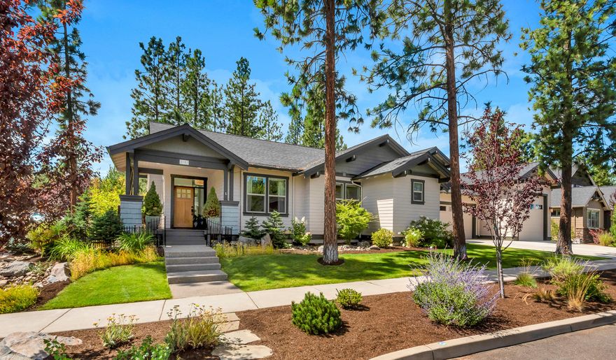 Impeccable Northwest contemporary home in Bend's highly sought after Shevlin Ridge neighborhood. This award-winning 3314 s/f Great room floor plan lives like a single-level, with large bonus room upstairs. Southern exposure creates passive solar and incredible light throughout the day, while tall ceilings and extensive windows bring the outside in. This home flows gracefully through the living, dining and kitchen areas. Large main suite with custom shower, and private patio plus three additional beds and baths all are neatly separated for privacy. Gourmet kitchen complete with 10-foot center island, wet bar, high-end appliances and kitchen sink looking out over the huge backyard. Three-bay garage complete with an 11-foot garage door, workbench, ample storage and room for a small RV. Large park-like corner lot, ideal for outdoor entertaining, gardening or playing on the grassy lawn. Westside school district. Minutes from Shevlin Park and Downtown Bend.