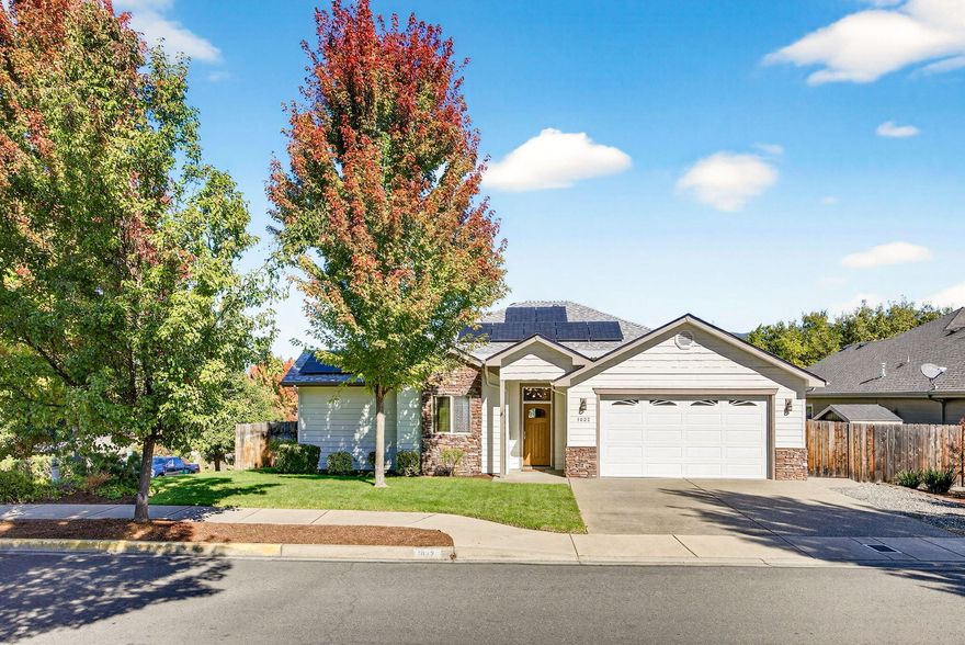 CURB APPEAL!! You will feel right at home the moment you step into this immaculate 3 bedroom, 2 bath home with 1692 s.f.  NEW roof and Solar panels. Amazing attention to detail w/ crown molding, vaulted ceilings, hardwood floor and ceiling fans. Large kitchen with granite counters, SS appliances, walk-in pantry, oak cabinets. Great room w/cozy free-standing corner gas stove, plant shelves, formal dining room. Lovely master suite w/bay window, French doors to the deck, walk-in closet, tile shower and floor. Low maintenance landscaping w/sprinklers & drip. Enjoy the mountain views from the deck. All appliances included.