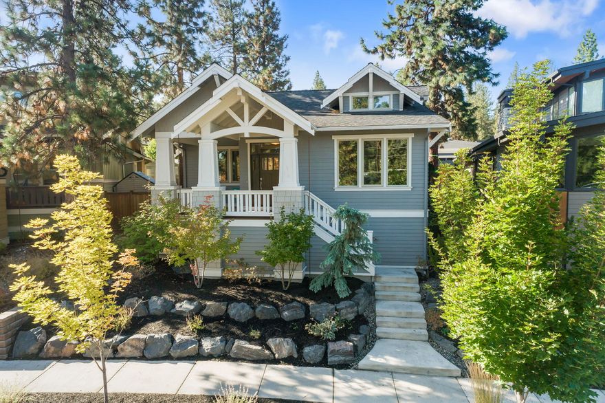 Classic Craftsman in charming Northwest Crossing. This one-level, 3 bedroom, 2 bath home comes equipped with a 240V outlet in the garage for EV charging as well as a home solar system net metered to the grid, allowing for little or no electric bill, depending on usage, for the majority of the year! The great room boasts a vaulted ceiling with skylights, a boxed beam ceiling in the kitchen featuring a huge quartz island, flowing to an open dining area. Primary bedroom suite features a spacious tile shower and a generous closet with built-ins. Cute fenced backyard with covered porch. Just a stones throw from both old Bend's Galveston corridor AND Northwest Crossing's mixed use area of shops and dining. All this while sitting across from a small, quiet neighborhood open space with trails leading to points of interest all around the Bend!