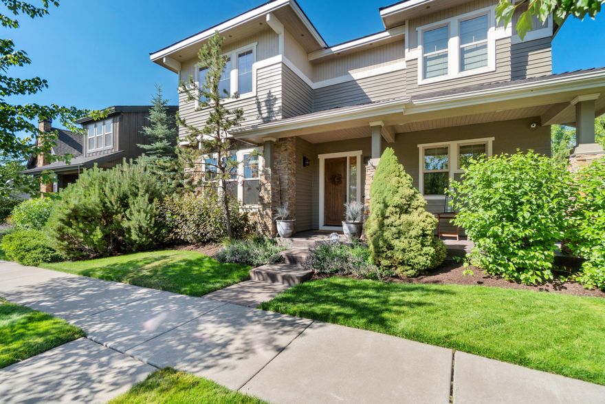 Filled with natural light and classic design features, this well cared for home in the sought after Aspen Rim neighborhood is perfectly situated on Bend's west side. Tall ceiling grace an open concept living area with charming built-ins flanking the gas fireplace and an expansive kitchen with large center island, glass fronted cabinets and plenty of counter space. Upstairs, a room loft area provides the perfect gathering spot for casual evenings at home.  A generously proportioned primary suite features tray ceilings and a luxurious bathroom with soaking tub, walk-in tile shower and dual vanity.  Fully fenced and beautifully landscaped, enjoy outdoor dining under the covered patio and quiet evenings next to the built-in gas fireplace on the private patio.  This one checks all the boxes!