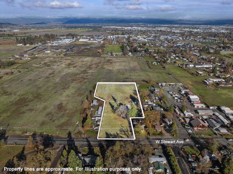 Development opportunity! 2.81 acres, all flat with 2 legal parcels, 1.34 ac and 1.47 ac. The property is abutting a large residential
development and has enough space to develop in 2 phases: 10 residential single family lots in the back and keep the house with it's own property with future
development potential for another 7 lots in P2. 93 Unit potential with maximum density. The house is a 3 bed 1.5 bath with tile shower and a recently remodeled
kitchen- new cabinets, c-tops, and appliances. There is hardwood flooring, Gas HVAC, with A/C, new vinyl windows/sliders and shades, wood stove insert
(certified) and more! The property is served by Medford irrigation District, private well and RVSS for sewer. There are 13 fruit and nut trees on site as well as a chicken coop, greenhouse, shed, fenced garden area.
The asphalt circular driveway surrounds a mature walnut tree. This property is dual listed as development land as residential.