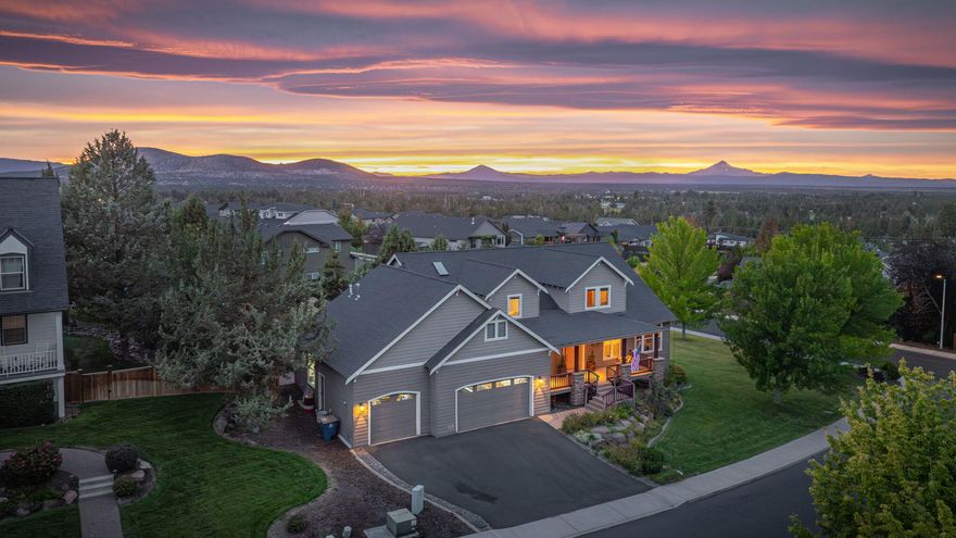 Stunning custom ICF home on a quiet cul-de-sac with rare Cascade Mountain views. Spacious and versatile layout offers 5 bedrooms plus office, 3 full baths, and high-end finishes throughout 3512 sq ft. The main-level primary suite features a spa-like bath with jetted tub, dual-head shower, and large walk-in closet with bonus storage. Open-concept great living and kitchen with alder cabinets, granite countertops, pantry, and smart fridge. Two additional bedrooms, a full bath, and office complete the main level. Do not miss the hidden speakeasy bar, wine cellar, and TV down the spiral staircase, perfect for entertaining or watching the big game. Upstairs includes a large bonus room, two more bedrooms, a full bath, and a private viewing deck with breathtaking Mt. Jefferson and Mt. Hood views. Enjoy outdoor living with a covered Trex deck, paver patio, and gazebo with hot tub. Oversized 970sf 3-car garage with extended bay for a boat or toys, dual-zone HVAC, gas fireplace w/more upgrades!