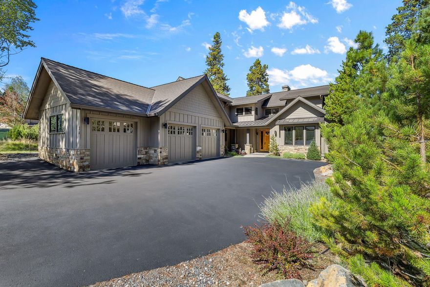 Experience the perfect blend of quality and lifestyle in this 2017 built Sunriver retreat. From the moment you walk in, floor-to-ceiling windows frame panoramic views of the Woodlands Golf Course's 17th green with surrounding pond and 18th tee. Every detail reflects meticulous craftsmanship: knotty alder solid doors, Jeld-Wen wood windows, engineered hardwood floors, and 100% undyed wool carpets.  The main level offers a spacious primary suite with spa like bath, private office and an entertainer's chef's kitchen that flows seamlessly into the large dining space.  Upstairs, two additional bedrooms (one with an en suite bath) and a large bonus room provide flexibility for family, guests, or fitness. Oversized three car garage, low maintenance landscaping, and access to Sunriver's renowned amenities make this home as practical as it is beautiful.