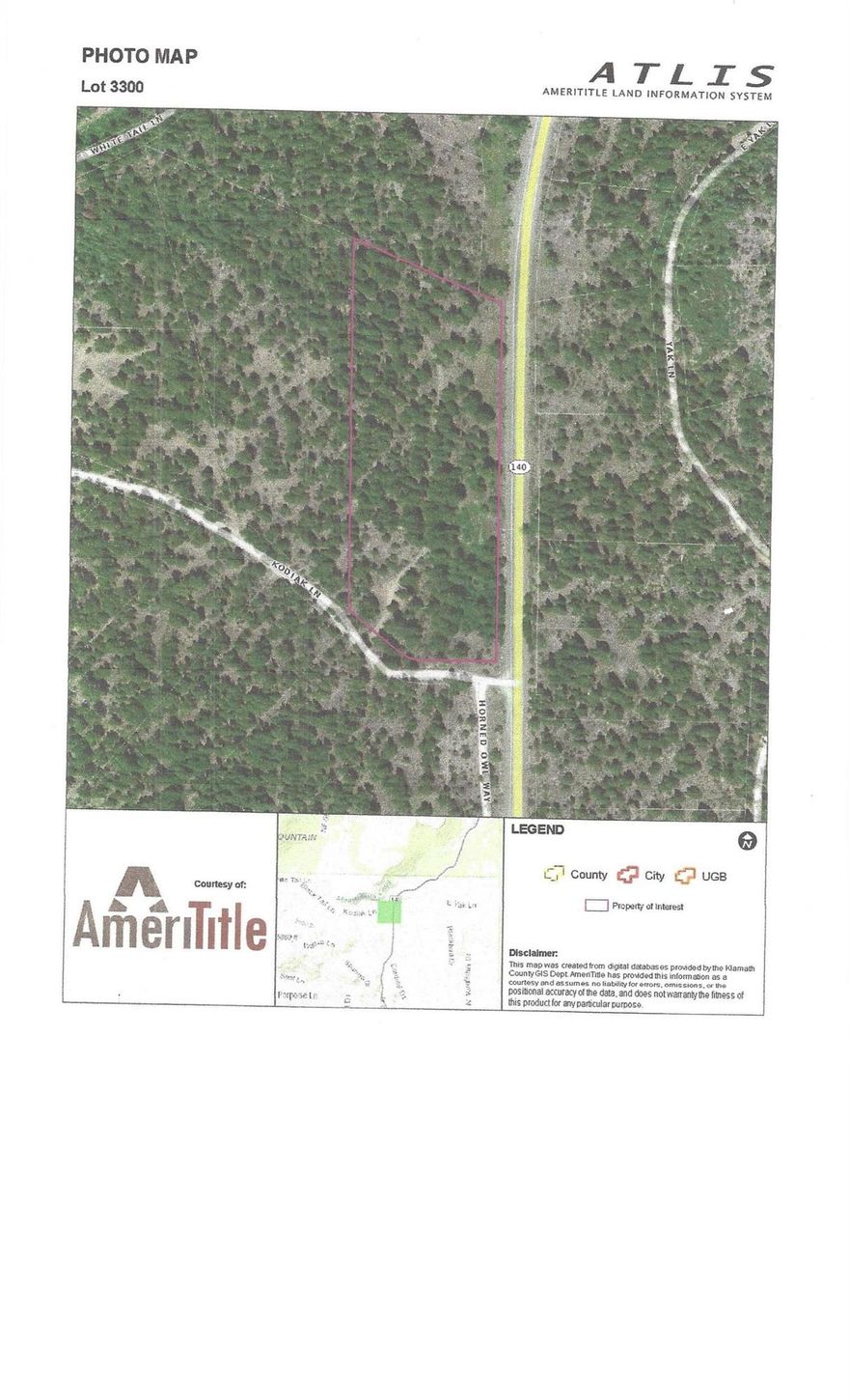 Very nicely treed, 6.59 Acres. Large Ponderosa Pines, with Cedars, Firs, and beautiful Aspens as well. Easy access from Hwy 140, with a nice driveway entrance.