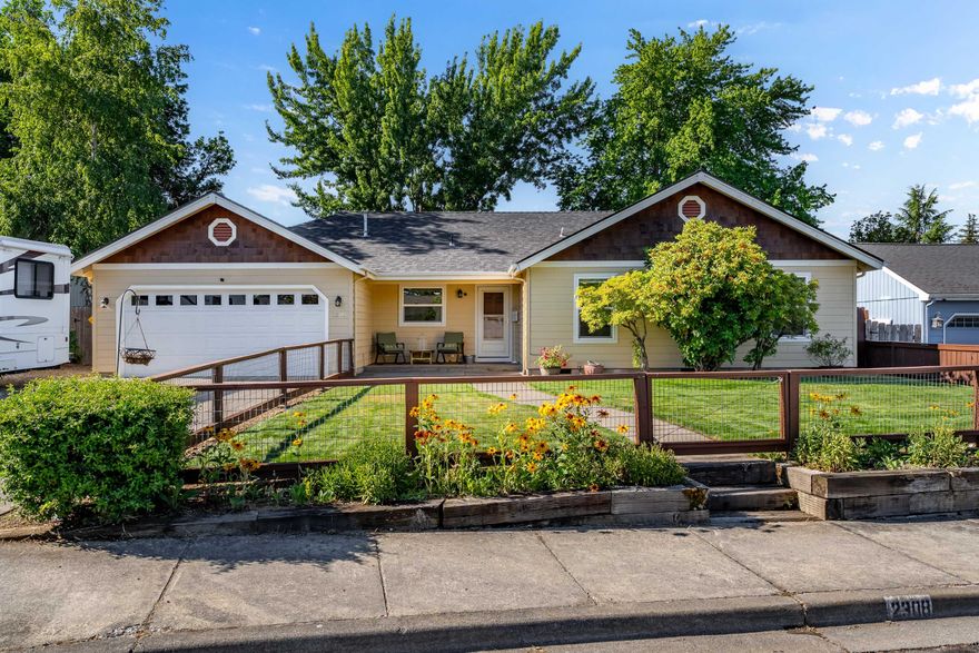 Beautifully updated East Side home tucked away on a quiet cul-de-sac with no through traffic! Enjoy peace of mind with a newer roof (2022), some windows & doors replaced (2021),  refreshed bonus space & new bathroom (2017). Spacious layout features a light-filled living room with backyard views, oversized primary suite with private patio, 3 full baths, & large laundry/mudroom. Bonus room with separate entrance offers endless possibilities—ideal for a home business, guest quarters, possible ADU, or second suite. The fully fenced backyard is a private oasis with a covered patio, BBQ area, mature shade trees, blooming landscape, veggie garden beds, with room to relax or entertain. RV parking, fenced front yard, sprinklers &  drippers complete the package. Conveniently located near parks, hospitals, & Rogue Valley Country Club. Buyer to perform their own due diligence into all aspects of the property with the appropriate agencies, including condition, permits, zoning, and intended use.
