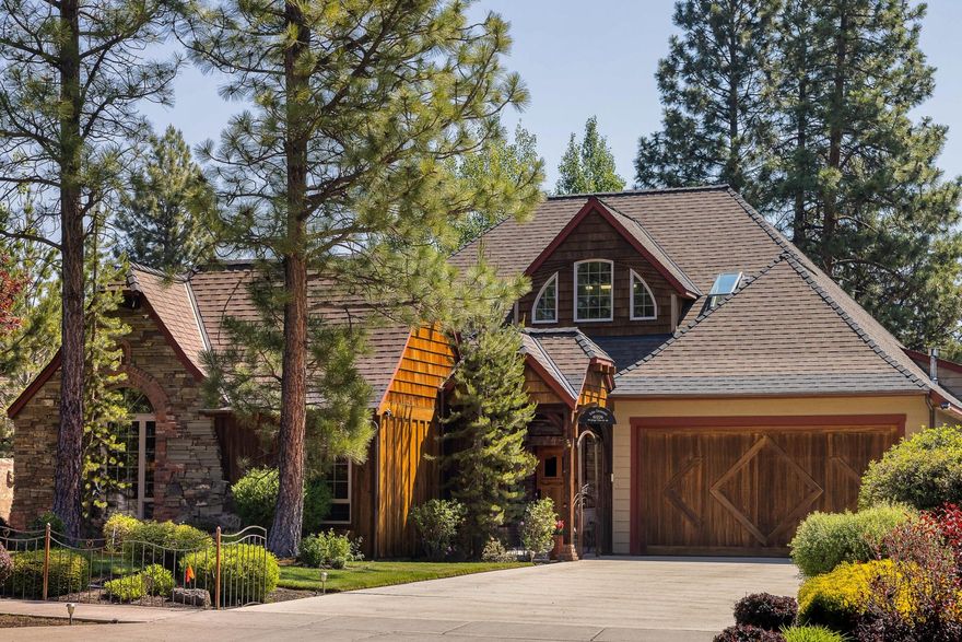 This stunning single level home was built by the award-winning Jess Alway, Inc in Mountain River Estates located in SW Bend close to the Deschutes River Trail and Bend's popular Old Mill District. The exquisite craftmanship is evident throughout the home with hand scraped details in the cabinetry, antiqued timber trusses, 7' solid core custom doors, & blacksmith-forged ironwork. The floor plan has nice separation of bedrooms and great flow between interior and exterior spaces, providing multiple areas to relax and enjoy the outdoor oasis on the covered back yard patio with wood burning fireplace and built in BBQ. The detached casita could be used for multiple purposes and opens to the courtyard with a custom wood burning fireplace. The large dry storage in the attic with custom closet is accessed through the garage and not counted in the overall square footage. Schedule your private showing today!