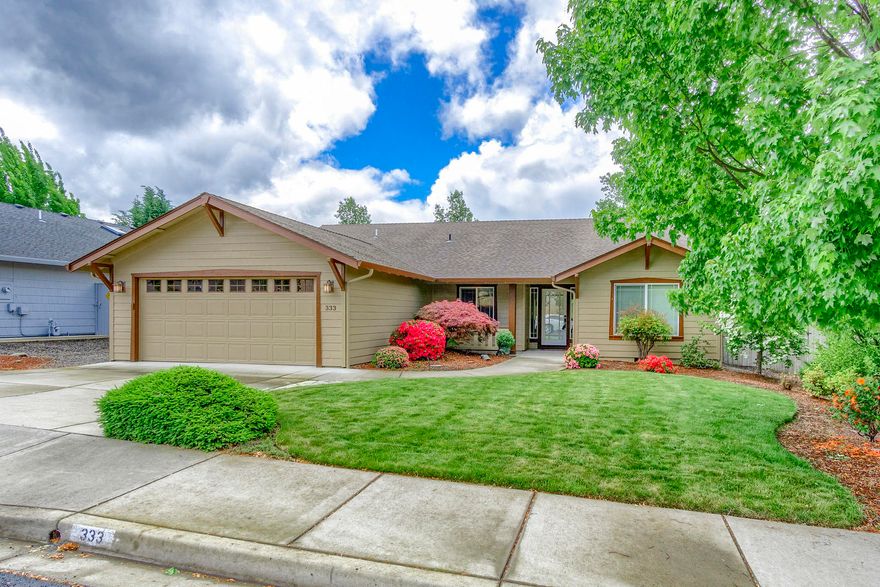 Beautiful, lovingly cared for home built by Mahar Homes in exceptional centrally located subdivision. Featuring 3 bedrooms plus an office, 2 full baths and 1954 sqft all on a single level with attached two car garage. Spacious entry and large living room with high vaulted ceiling and beautiful corner fireplace opens up to the dining room with slider to back covered patio. Well designed kitchen is perfect for family gatherings. Large master suite with high vaulted ceiling, walk-in closet and spacious master bath. Beautifully landscaped and manicured yard. From the minute you arrive you can feel the high quality of construction, call for easy appointment!