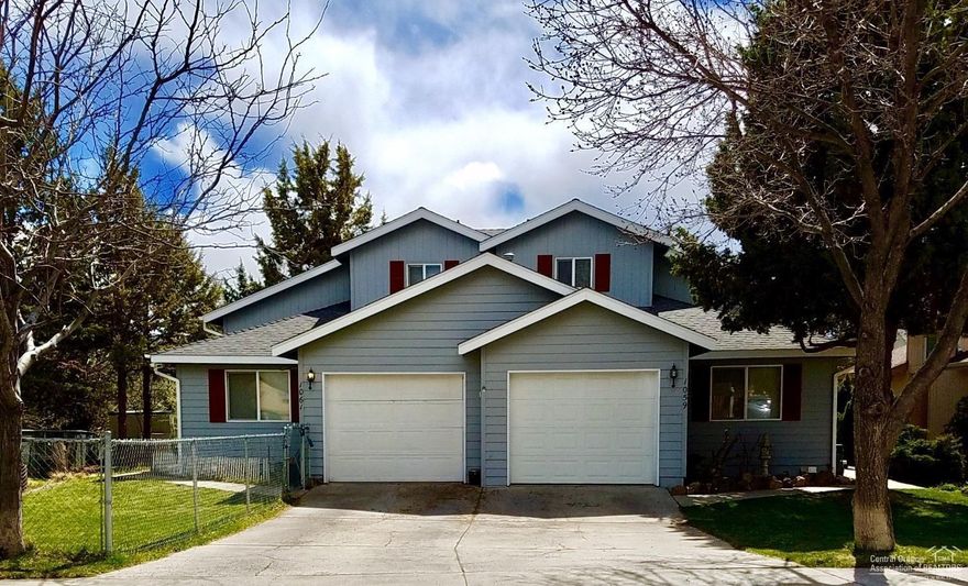 Super cute well maintained Duplex in NE Bend with views! Master bedroom and bath offer walk in closet, 2nd bedroom and bath downstairs along with the laundry, kitchen and living areas. Great location with Mt View, close to Trader Joes shopping center, hospitals, schools and parks! Unit 1061 offers fenced yard on one side and both have front and back yards w/covered patios. New exterior paint/roof & garden shed included.