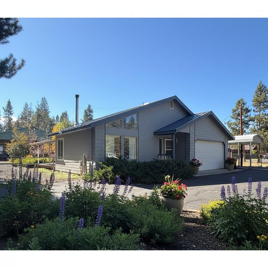 Wonderful single-level 3BD/2BA home on a .49-acre fully fenced lot in Oregon Water Wonderland II. Opportunity to remodel and customize your dream home in one of Central Oregon's most sought-after neighborhoods. The open-concept floor plan flows onto a large covered deck—an ideal outdoor living space overlooking the level lawn, water feature, and expansive yard ready for gardening, a hobby ranch, or recreation. Ample storage for all Bend's toys—boats, fishing gear, snowboards, and kayaks. Detached oversized pavilion shop plus attached 2-car garage, horseshoe driveway, gated second drive, and RV parking. Community water/sewer, paved roads, and private Big Deschutes River marina access. Minutes to Sunriver, Mt. Bachelor, and Cascade Lakes—perfect for full-time living, vacation retreat, or investment property in the heart of Central Oregon recreation.