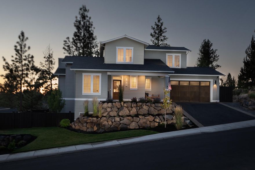 Incredible Craftsman style home built by award winning Structure Development NW. Situated on a private lot with Cascade Mountain Views and mature Ponderosa Pines. Located in NW Bend less than a half mile from Shevlin Park trailhead with miles of trails and convenient access to all Bend has to offer. Open floor plan with great room featuring gas fireplace with tile surround and built-ins. Hardwood floors throughout main living area. Spacious kitchen with large island, built-in refrigerator and two pantries. Custom cabinetry and solid quartz counters throughout. Primary suite on main floor with walk-in closet and tile shower. Office and laundry also on main floor. Large loft, two guest bedrooms and a full bathroom upstairs. Private paver patio providing spectacular Cascade sunsets. Covered deck perfect for outdoor entertaining year round. Extra storage under back deck for seasonal gear and furniture. Fenced yard with irrigation and a double-car garage.