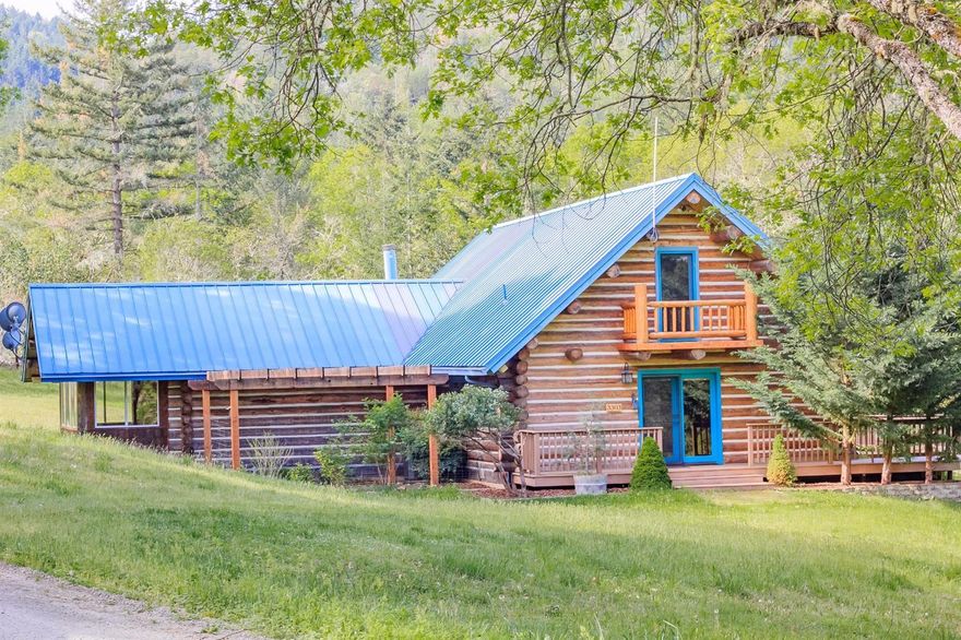 Beautiful Alpine Log Home on 40 secluded acres! Approximately 37 acres of pines and madrones and 3 acres of pasture land. BLM land is adjacent and the close in location is 15 minutes to Ashland and 15 minutes to Medford. Home has an open plan with 2 bedrooms on main living level and loft area used as a den/office or 3rd bedroom. Floors are New Zealand clear pine, oak and travertine, kitchen is open with granite, stainless appliances new in 2008 and white washed pine cabinets. The home has a large trex deck replaced in 2014, a 3 season porch and a 3 car garage. The well is good per owner and access is a private gated road with a key pad entry servicing 3 homes. Outbuildings include a pole barn and storage building. Home is extremely well-maintained and shows beautifully!