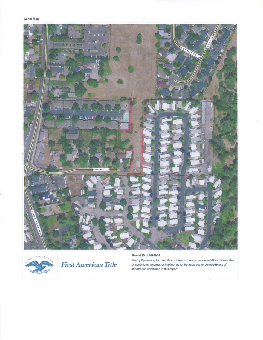 Development Land. Excellent for apartments, townhome dwelling units or congregate housing. Additional adjoining parcel 37-2W-13-AC Tax Lot 201, 4.70 acres zoned MFR-30 is also available for sale under separate listing. At present both properties are available for sale and if bought together, could provide possible ingress and egress from both Midway Road and Swing Lane, and allow for a lot larger development. Broker is Principle of Seller