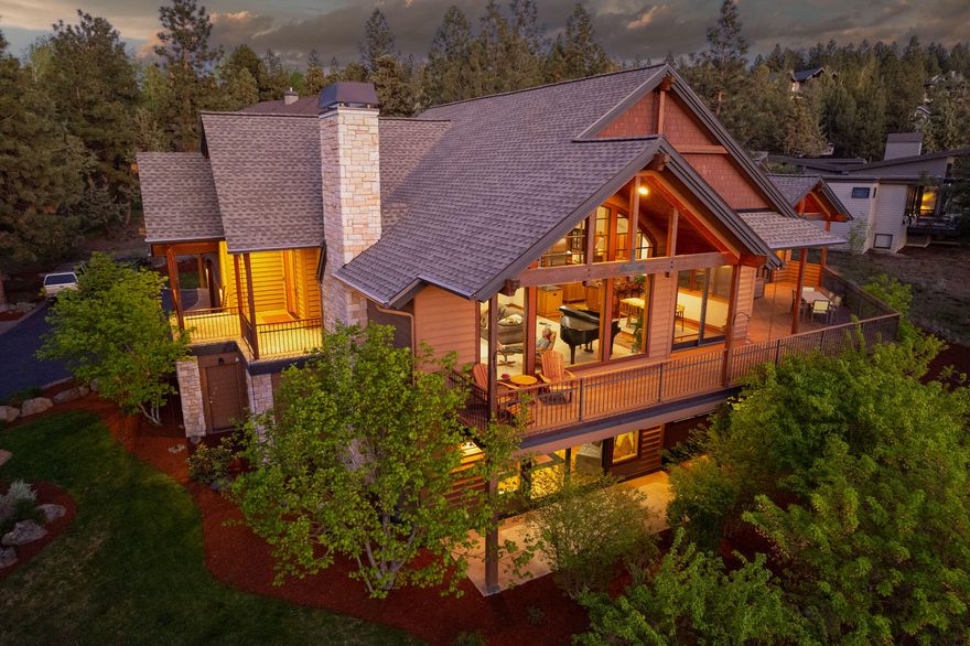 Most excellent living in Beautiful Westside Bend? This incredible custom 4 bedroom, 4.5 bathroom Awbrey Butte home has it all! The open floor plan and a gorgeous mahogany deck with hot tub is grand for entertaining inside or out while enjoying views of the Cascades. Detail is not spared in the gourmet kitchen with slab granite and stainless appliances, 2 main floor Primary suites with walk-in showers and walk-in closets, a main floor laundry and separate office with beautiful built-is which is closed off by  French doors. There are 3 stone gas fireplaces! Down stairs is a large game room, additional private bedroom and bath and heated storage for all your activities. The oversized 3 car garage has additional stored accessed by a lift. Plus, there is a fenced rear yard, garden shed and 2 additional enclosed storage areas for all your toys. Mature landscaping can be enjoyed from an additional patio off the back. Great westside location close to downtown and Cascade Mountains!