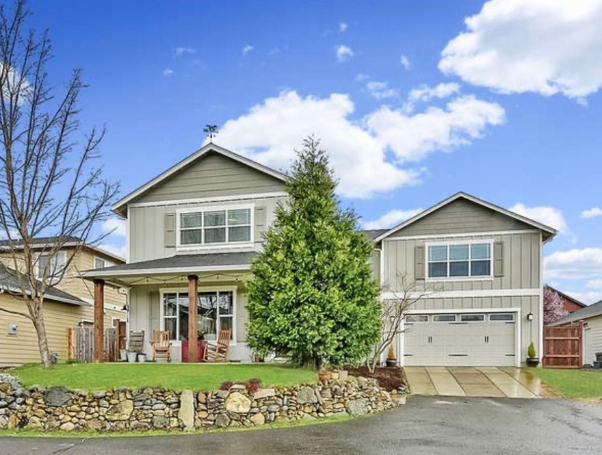 This adorable Talent home has custom features you'll love and represents a great value! A charming covered front porch greets you into a naturally light and bright open-concept living, dining and kitchen. The kitchen is very spacious with tons of counter space, stainless appliances w/ gas range, island with eating bar, pantry closet w/beautiful sliding barn doors, and easy access out the French doors to the backyard. A full bath & office or 4th bedroom downstairs allows for many living options. The master en-suite is light and airy with vaulted ceiling and large windows featuring nice views of the east hills, the bath has heated floors, walk-in shower w/ subway tile surround and pebble floor, custom vanity, shiplap wall treatments, and a large walk-in closet. The additional 2 upstairs bedrooms are very spacious and have great closet space. The upstairs living area is a wonderful space. Oversized laundry room. The backyard has a large covered patio, garden area w/ raised beds & shed.